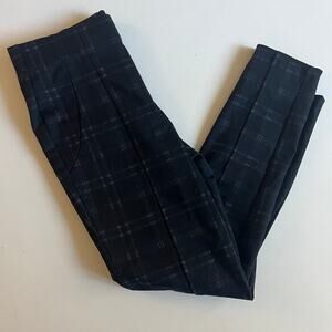 THALIAN Black Plaid Dress Pants, Size Medium, Skinny Leg